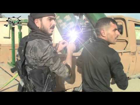 استهداف مقرات النظام بصواريخ محلية الصنع من قبل كتيبة الهندسة والصواريخ في حي المنشية في مدينة درعا