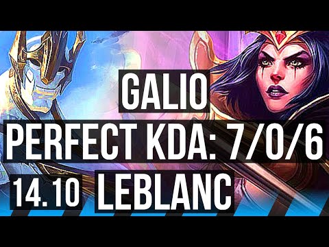 GALIO vs LEBLANC (MID) | 7/0/6, 70% winrate, Godlike | EUW Diamond | 14.10