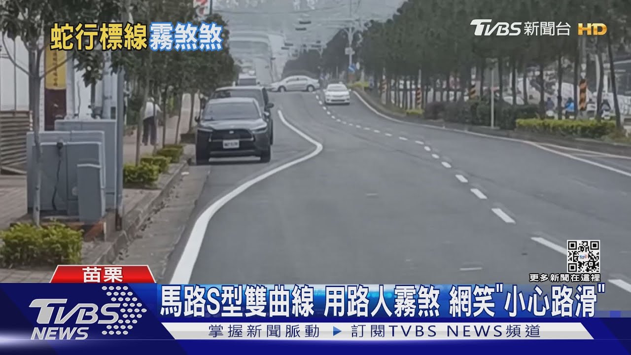 馬路S型雙曲線 用路人霧煞網笑「小心路滑」