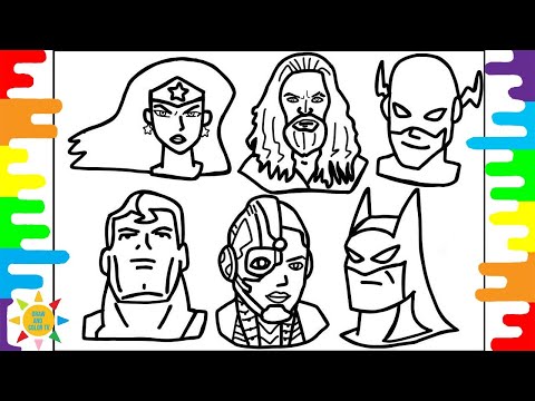 JUSTICE League Coloring Pages, AVENGERS Coloring Page, Batman Superman Aquaman Flash Faces Mask