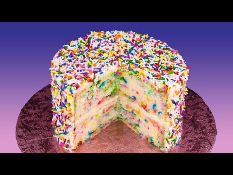 Funfetti Cake Recipe (Birthday Cake with Rainbow Sprinkles) from Cookies Cupcakes and Cardio