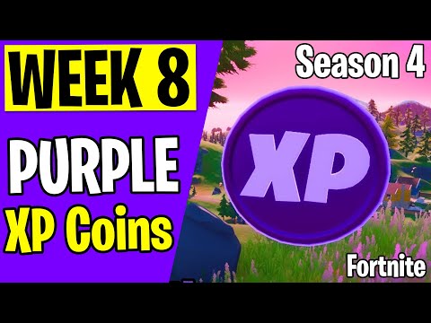 WEEK 8 - ALL Purple XP Coin Locations - Fortnite Season 4