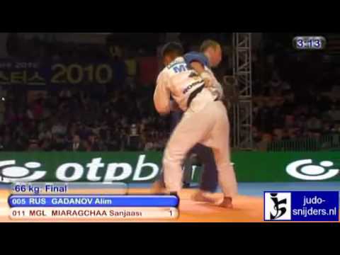 Judo 2010 Suwon  Alim Gadanov (RUS) - Sanjaasuren Miaragchaa (MGL) [-66kg] final..flv