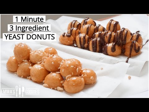 1 Minute, 3 Ingredient GLAZED DONUTS! Homemade Yeast Donuts Recipe ( Loukoumades )