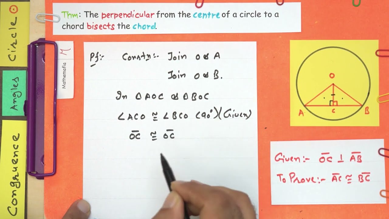 Theorem 9.3 Class 9 | Chapter 9 | Circles  Perpendicular from the centre to a chord | NCERT Maths