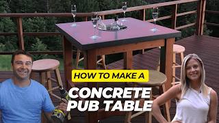 Concrete Pub Table Build || LED Lights, Wood Base, and Cooler