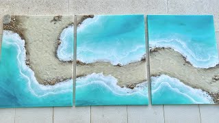 Huge Resin Beach Wall Art on Canvas: Resin Art Tutorial
