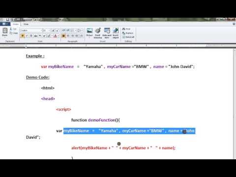 Tamil Javascript Single Statement Multiple Variable Demo