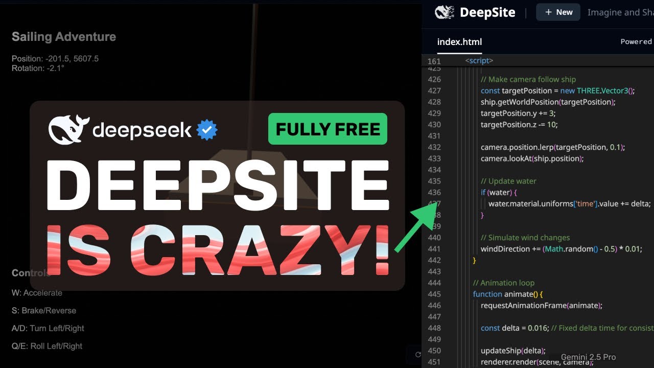 FULLY FREE DeepSite: This Fully FREE Deepseek V3.1 AI Coder is KINDA CRAZY!