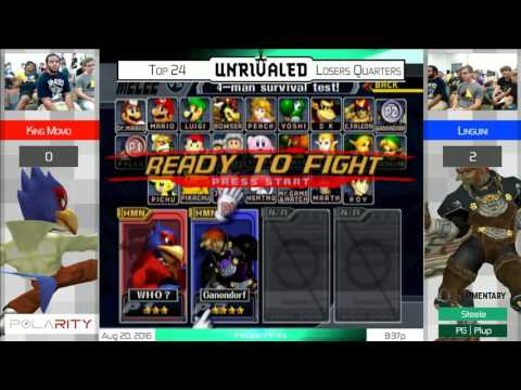 Unrivaled SSBM - King Momo (Falco) vs Linguini (Sheik, Ganon) - Losers Quarters