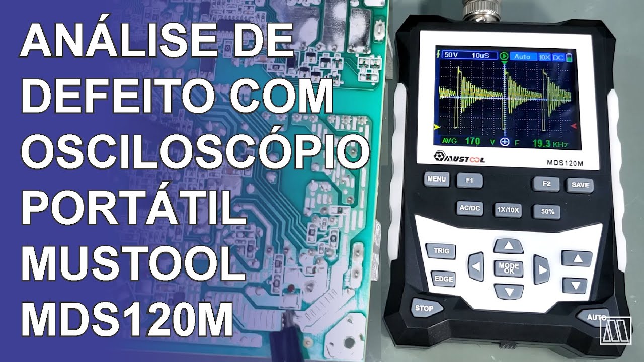 Análise de defeito com osciloscópio portátil Mustool MDS120M
