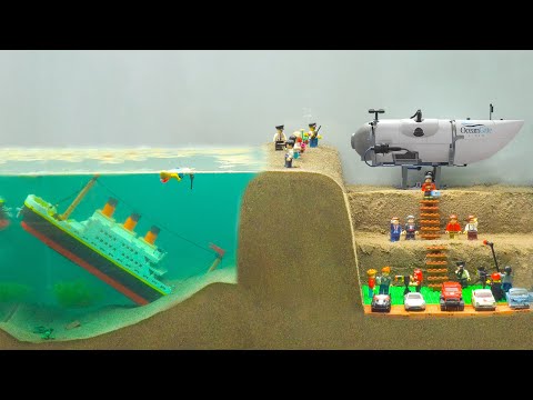 Dam Breach Experiment with Lego Titanic Submarine - 8' before missing of Titan Submarine Simulation