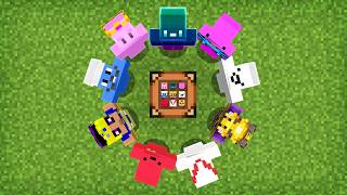9 YouTubers Share 1 Crafting Table In Minecraft