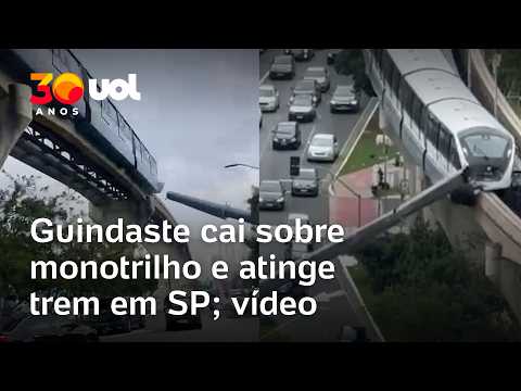 Guindaste cai sobre monotrilho da Linha 15-Prata e atinge trem em São Paulo; veja vídeo