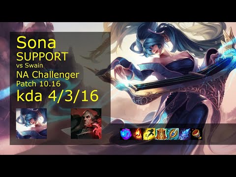 Sona Support vs Swain - NA Challenger 4/3/16 Patch 10.16 Gameplay