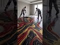 This Red & Gold Floor Looks INSANE 🤯 Luxury Epoxy Transformation #shorts #epoxyresin