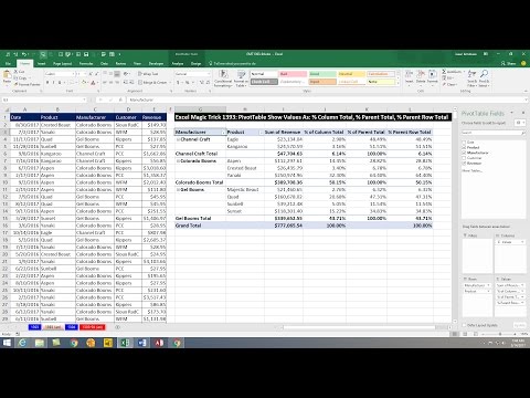Excel Magic Trick 1395 DAX Measures for Show Values As of Grand Total Column Total Parent Total