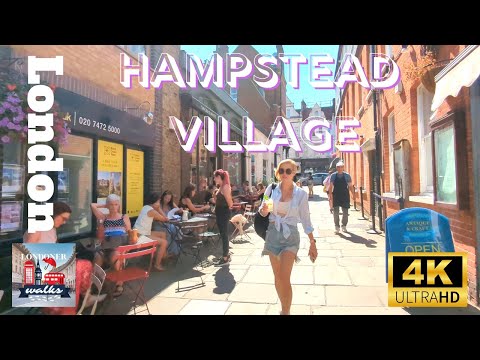 Walking Tour London Hampstead Village, Cafe Society, Chic People, Pretty Streets - 4K HDR