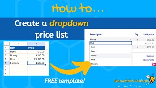 How to | Create a Dropdown Price List | Google Sheets / Excel