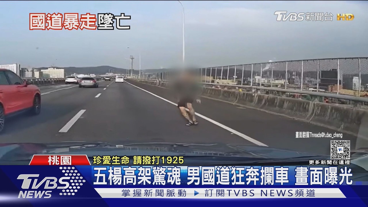 影音／五楊高架離奇墜橋！男狂奔攔車「爬2公尺高圍籬」　相驗死因確認