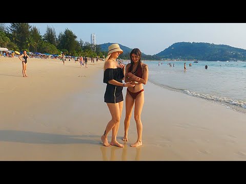 [4K] ☀️ Caminhada na praia de Patong. Phuket. Tailândia 2023
