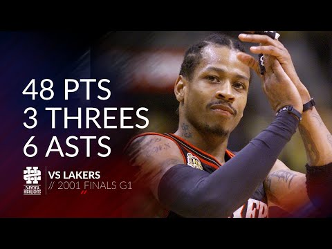 Allen Iverson 48 pts 3 threes 6 asts vs Lakers 2001 Finals G1