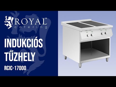 Videó - Indukciós tűzhely - 17000 W - 4 főzőfelület - 260 °C - tárolóhely - Royal Catering