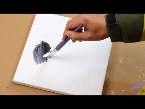 Black and white Abstract Painting / Landscape / Basic Acrylic Painting for beginners / Day #033