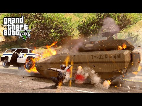GTA 5 Khanjali Tank Crashes Compilation Part 2 - Destruction GTA V Car Crashes