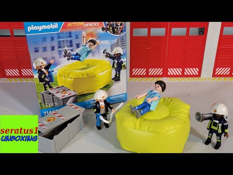 Playmobil Fire Brigade Jumping Cushion Air Cushion 71465 with Firefighters seratus1 unboxing