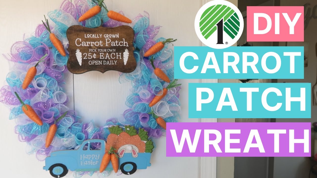 DIY Dollar Tree Mesh Wreath | Easter + Carrot Patch Spring Themed