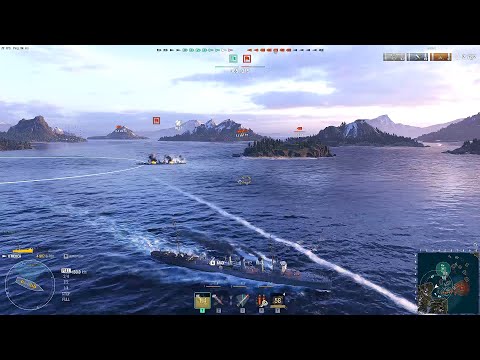 Big Race map (Random 011 battle) using II Medea (UK) destroyer in World of Warships