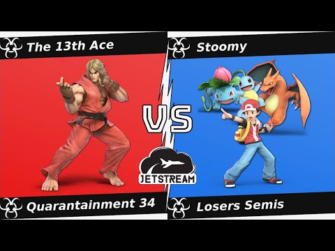 Quarantainment 34 Losers Semis - The 13th Ace (Ken, Ryu) Vs. Stoomy (PKM Trainer, Kirby) - SSBU