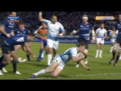 Mark Bennett scores try but Hogg's conv. drifts wide - Leinster v Glasgow Warriors 11th May 2013