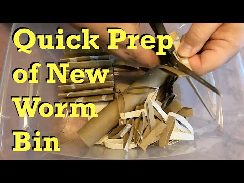New worm bin & materials prep time-lapse - vermicomposting