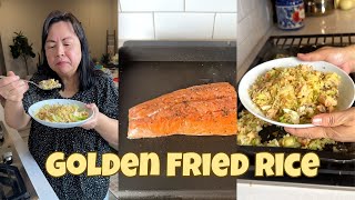 Golden Fried Rice with Grilled Salmon
