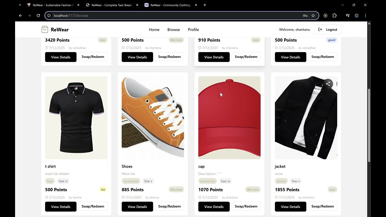 ReWear - Odoo hackathon problem statement 3