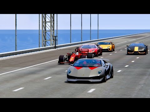 Ferrari F1 2019 vs Lamborghini Supercars - Drag Race