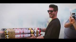 Burton shot with roman candle gatling gun