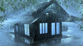 Lull to Calm Sleep with Terrible Rain & Forked Thunder on Metal Roof in Foggy Forest at Midnight