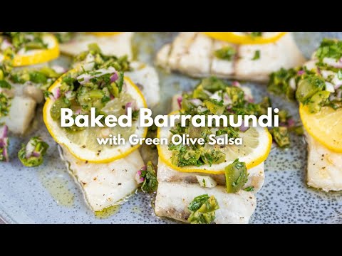 EASY & HEALTHY DINNER IN 15 MINUTES | Baked Barramundi with Green Olive Salsa