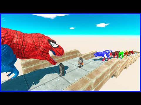 SPIDERMAN T-REX DEATH FALL | Animal Revolt Battle Simulator
