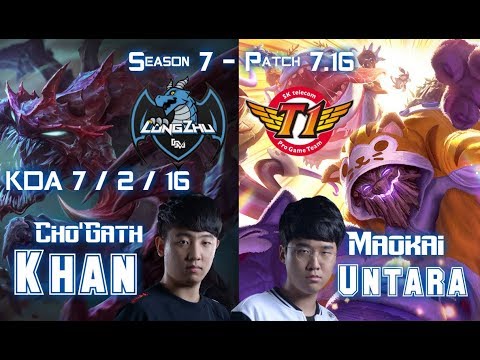 LZ Khan CHO'GATH vs SKT T1 Untara MAOKAI Top - Patch 7.16 KR Ranked