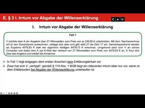 BGB AT – Folge 13 (Vertiefung zur Anfechtung Teil 1)