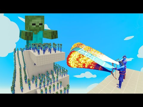 100x MINECRAFT ZOMBIE + 3x GIANT ZOMBIE vs 2x EVERY GOD - Totally Accurate Battle Simulator (TABS)