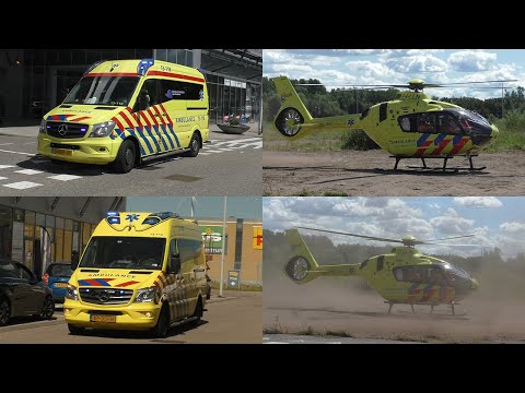 Ambulances vertrekken met Spoed naar het ziekenhuis na Steekpartij in Amsterdam + Opstijgen MMT