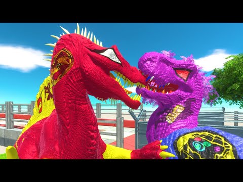 FLASH SPINOSAURUS DEATH RUN WITH HP BAR STRAIGHT-Animal Revolt Battle Simulator