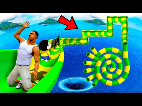 SHINCHAN AND FRANKLIN FOUND A CRAZY SPIRAL WATER SLIDE IN GTA 5