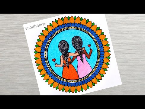 Friendship day special drawing Best Friends How to draw Mandala for Beginners stepbystep
