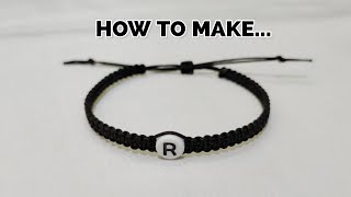 How To Make Square Knot Bracelet With Initial Bead Spacer | Gelang Inisial Anyam